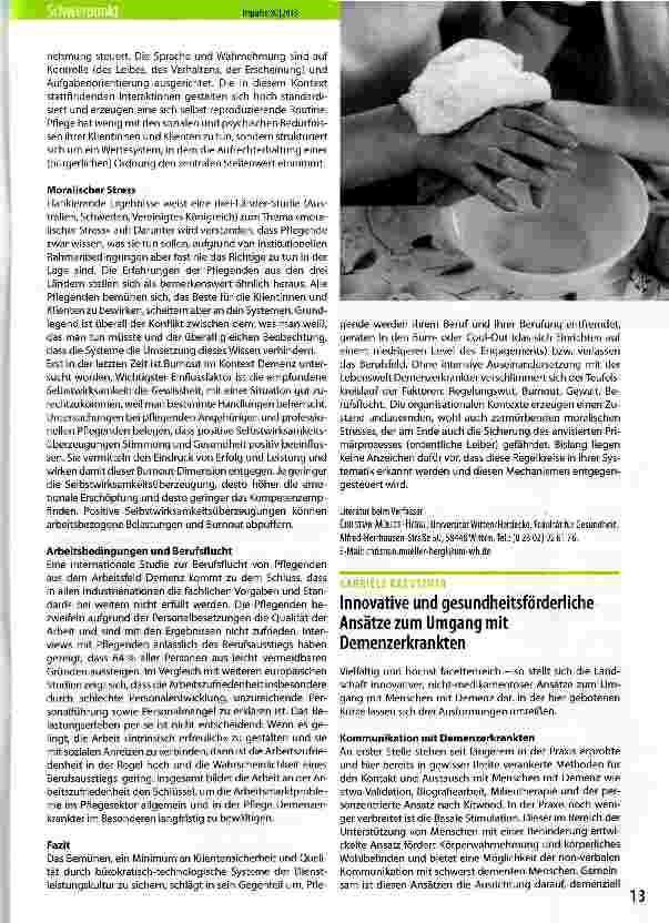 Vorschauseite 2: Selbstwirksamkeit und Arbeitsbelastung in der Arbeit mit Menschen mit Demenz
