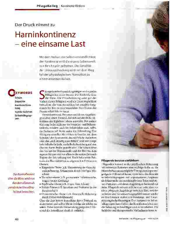 Vorschauseite 1: Harninkontinenz -eine einsame Last