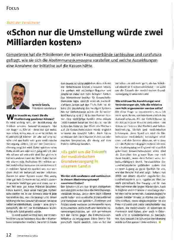 Vorschauseite 1: «Schon nur die Umstellung würde zwei Milliarden kosten»