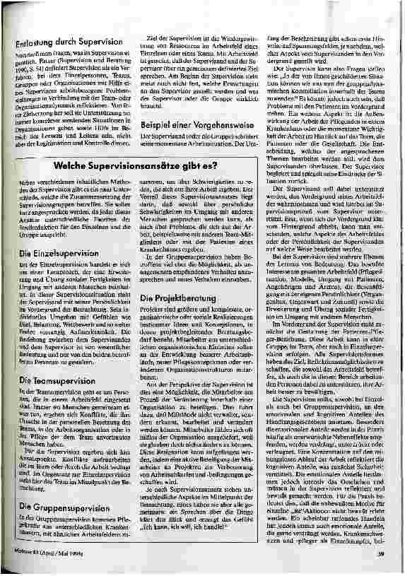 Vorschauseite 2: Supervision in der Pflege Psychosoziale Entlastung von Pflegepersonen am Beispiel verschiedener Supervisionsansätze