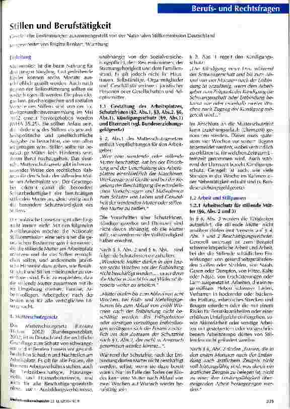 Vorschauseite 1: Stillen und Berufstätigkeit