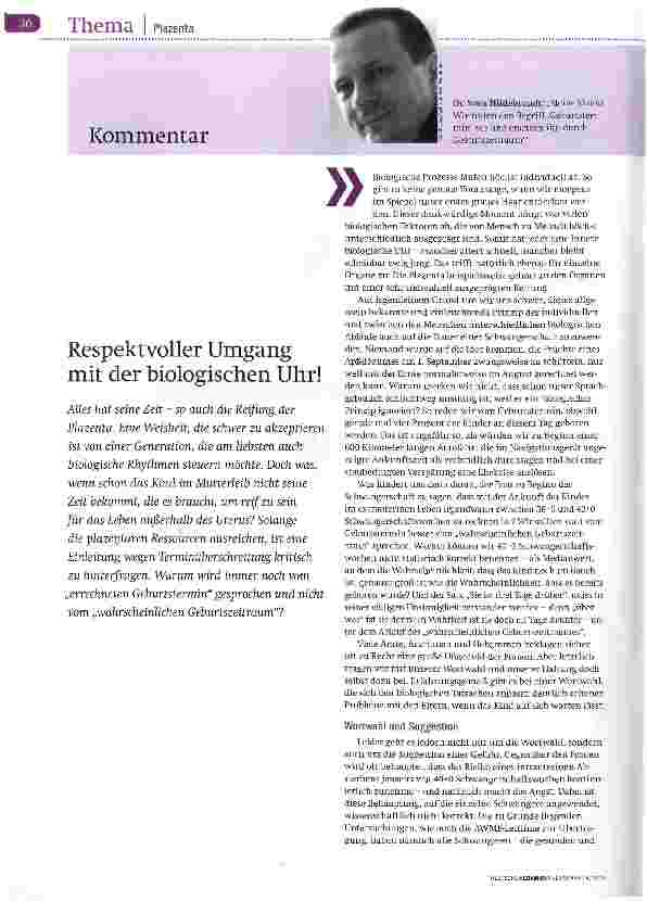 Vorschauseite 1: Respektvoller Umgang mit der biologischen Uhr!