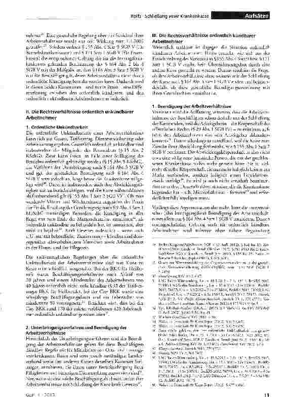Vorschauseite 4: Die Beendigung von Arbeitsverhältnissen bei Schließung einer Krankenkasse
