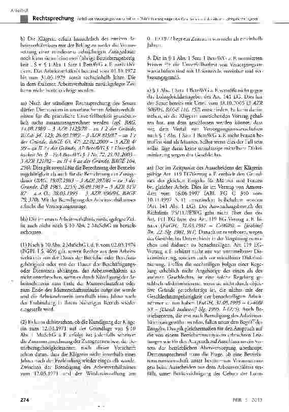 Vorschauseite 3: Verfall von Versorgungsanwartschaften -Diskriminierung wegen des Geschlechts und des Alters -Lohngleichheitsgebot