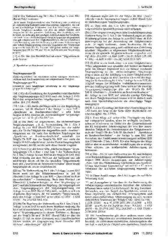 Vorschauseite 2: Eingruppierung - Bestimmung der „nächstniedrigeren Vergütungsgruppe gem. der Vorbemerkung Nr. 1 Abs. 3 Anlage 1a zum BAT (Bund/TdL)