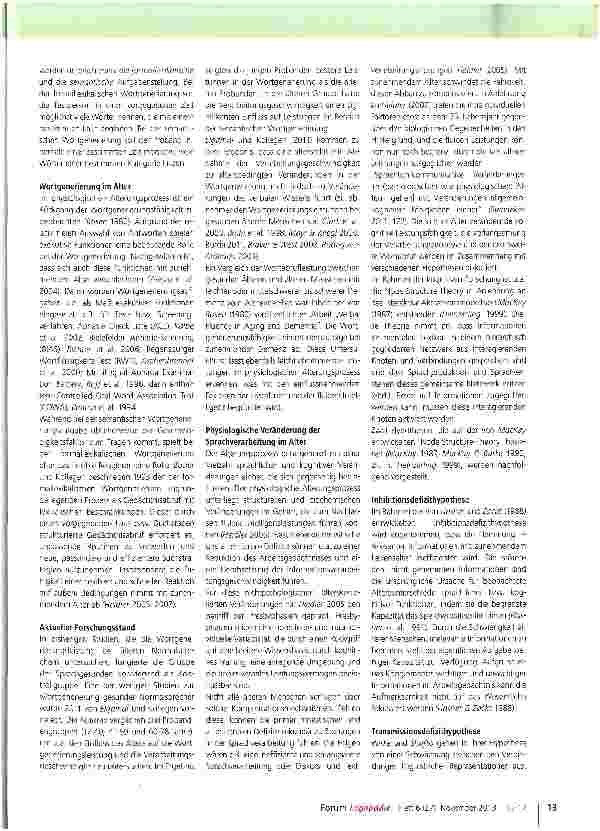 Vorschauseite 2: Wortgenerierungsleistungen sprachgesunder Menschen im Alter