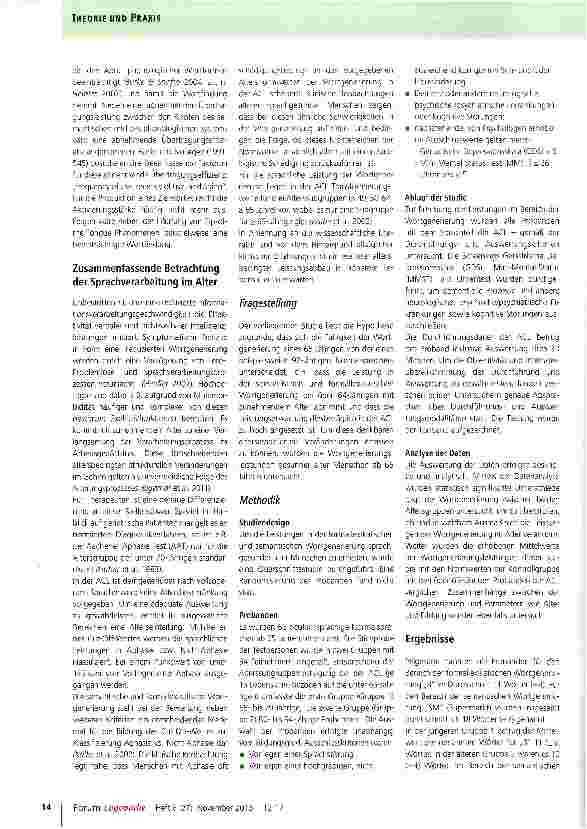 Vorschauseite 3: Wortgenerierungsleistungen sprachgesunder Menschen im Alter