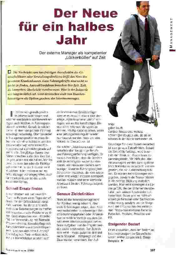 Vorschauseite 1: Der Neue für ein halbes Jahr Der externe Manager als kompetenter Lückenbüßer auf Zeit