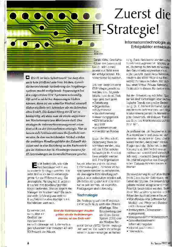 Vorschauseite 1: Zuerst die IT-Strategie Informationstechnologie als Erfolgsfaktor entwickeln