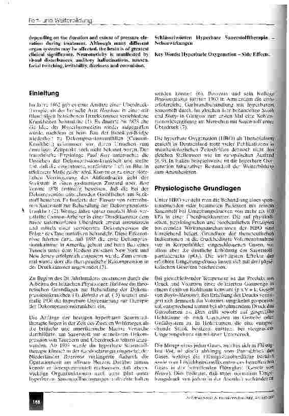 Vorschauseite 2: Hyperbare Sauerstofftherapie (CME 3/03)