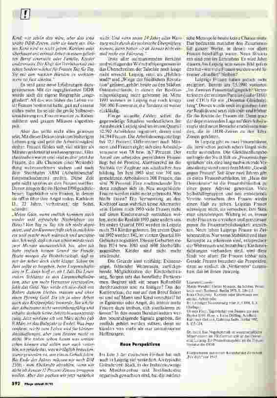 Vorschauseite 4: Im Jahr 3 der deutschen Einheit Frauen aus der Ex-DDR zwischen den Stühlen?