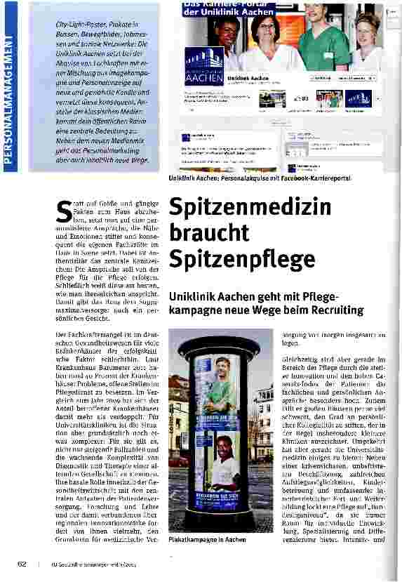 Vorschauseite 1: Spitzenmedizin braucht Spitzen pflege