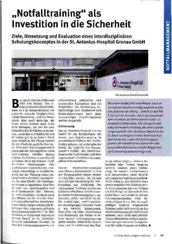 Vorschauseite 1: Notfalltraining als Investition in die Sicherheit