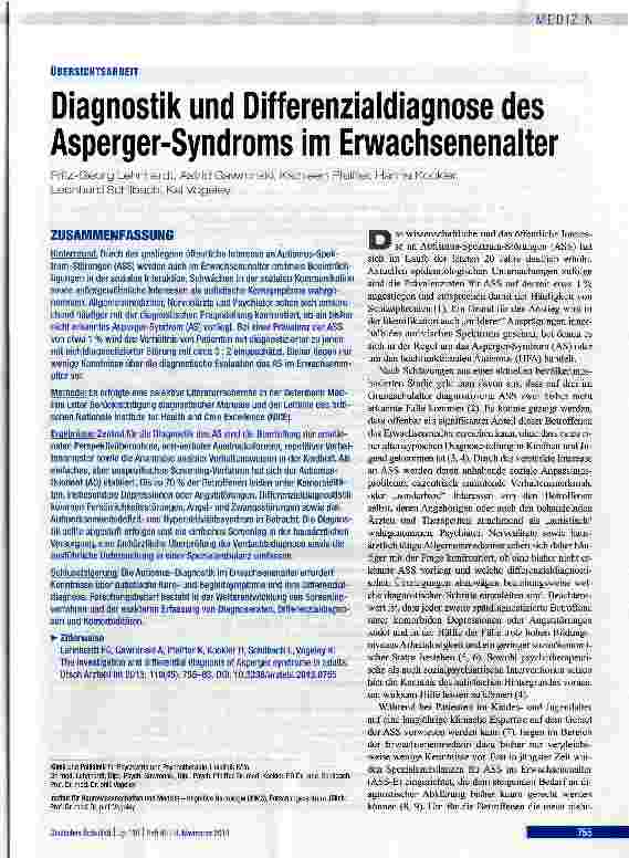 Vorschauseite 1: Diagnostik und Differenzialdiagnose des Asperger-Syndroms im Erwachsenenalter