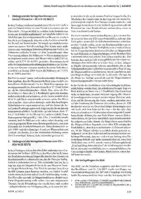 Vorschauseite 2: Einordnung des Fehlerverdachts bei Medizinprodukten als Produktfehler - Mögliche Konsequenzen einer richtungsweisenden Entscheidung des EuGH