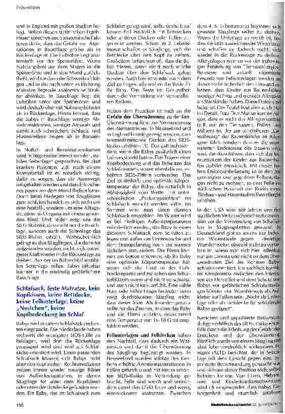 Vorschauseite 2: Prävention des Plötzlichen Säuglingstodes - die besondere Verantwortung der Kinderkrankenschwestern