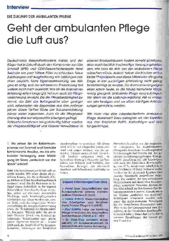 Vorschauseite 1: Geht der ambulanten Pflege die Luft aus?
