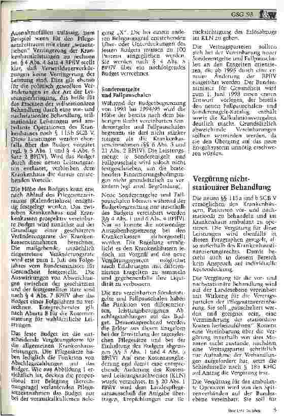 Vorschauseite 4: GSG 1993: Die neuen Vergütungsformen und ihre Anforderungen an das Krankenhaus
