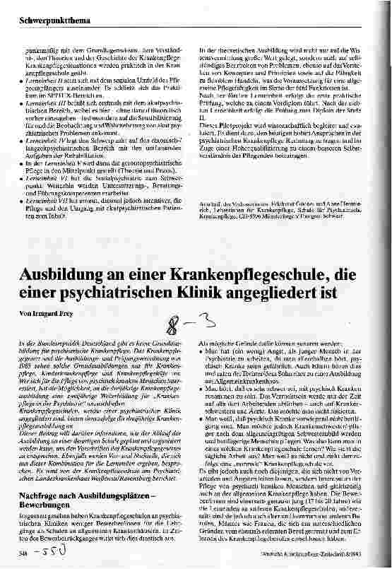 Vorschauseite 5: Die Ausbildung zur/zum Psychiatriekrankenschwester/-pfleger in der Schweiz