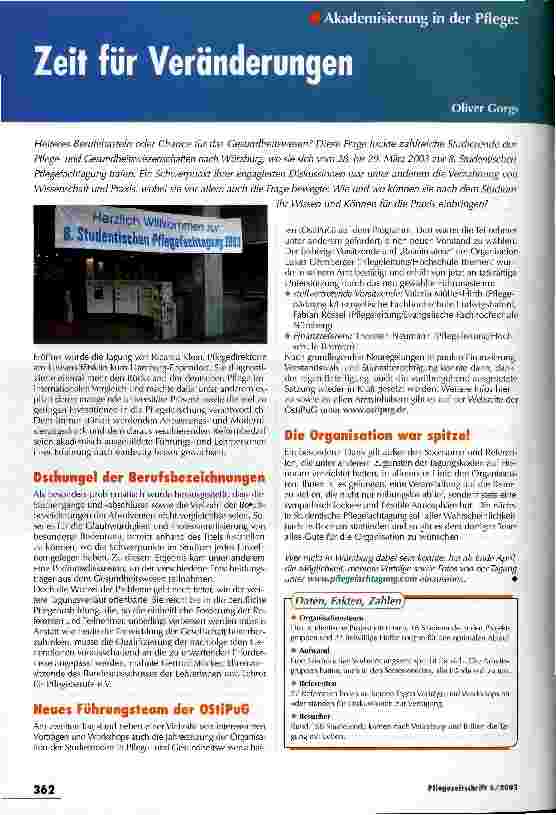 Vorschauseite 1: Zeit für Veränderungen Akademisierung in der Pflege