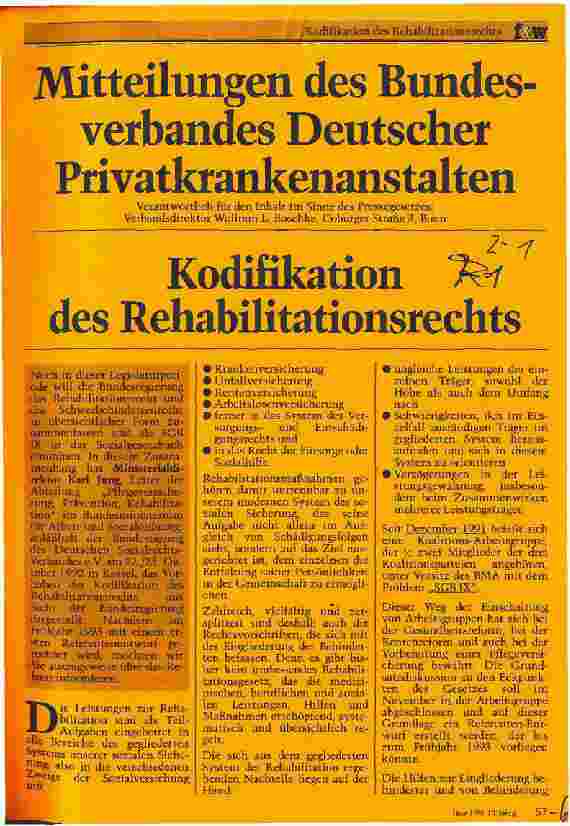 Vorschauseite 1: Kodifikation des Rehabilitationsrechts