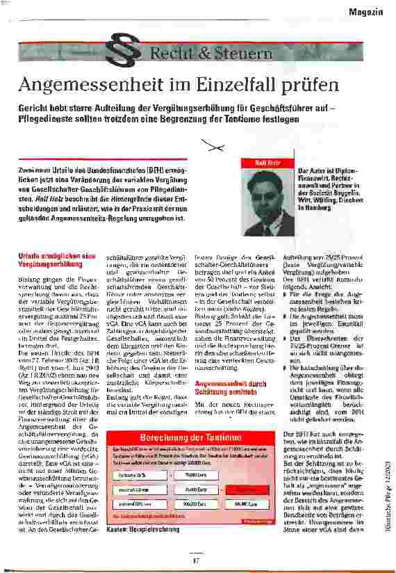 Vorschauseite 1: Angemessenheit im Einzelfall prüfen