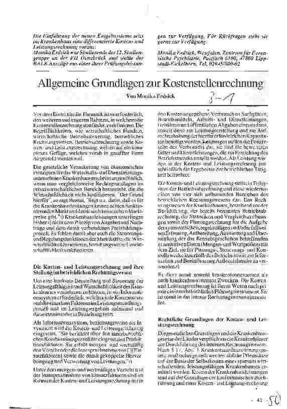 Vorschauseite 1: Allgemeine Grundlagen zur Kostenstellenrechnung