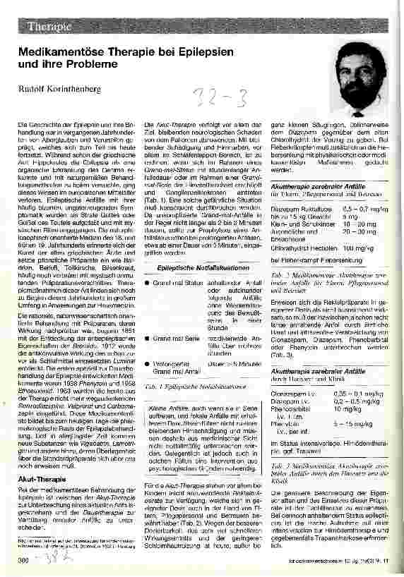 Vorschauseite 1: Medikamentöse Therapie bei Epilepsien und ihre Probleme