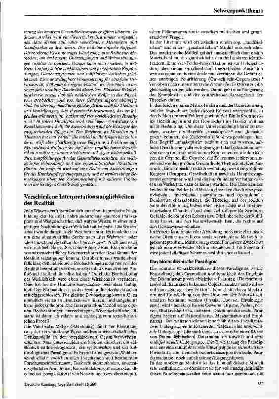 Vorschauseite 2: Theorievielfalt in den Gesundheitswissenschaften und Auswirkungen auf die Pflege