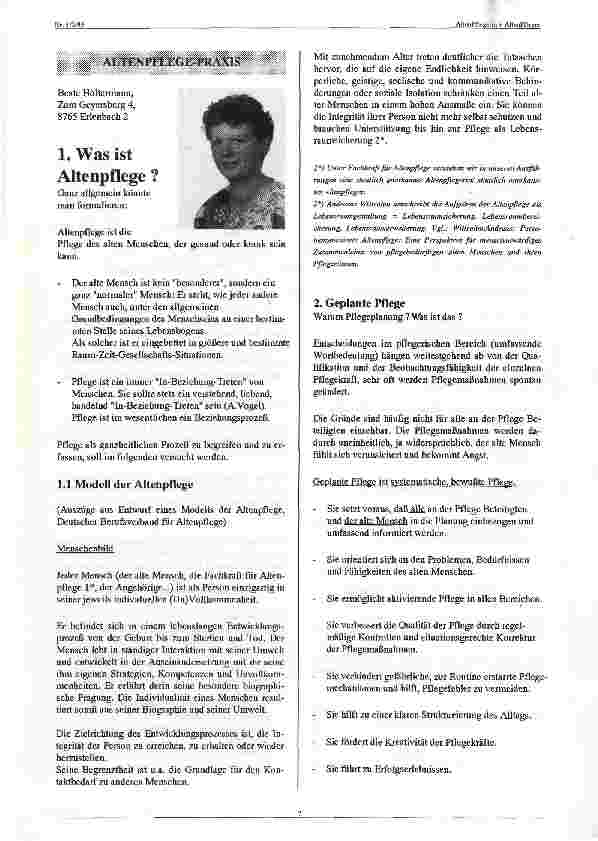 Vorschauseite 1: Was ist Altenpflege ?