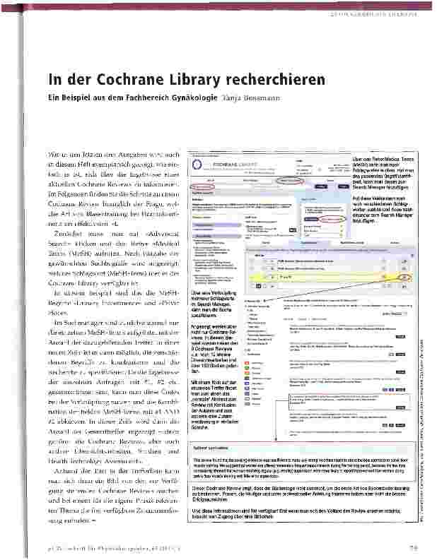 Vorschauseite 1: In der Cochrane Library recherchieren