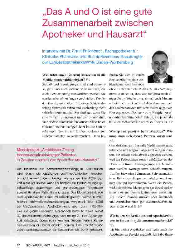 Vorschauseite 1: „Das A und O ist eine gute Zusammenarbeit zwischen Apotheker und Hausarzt