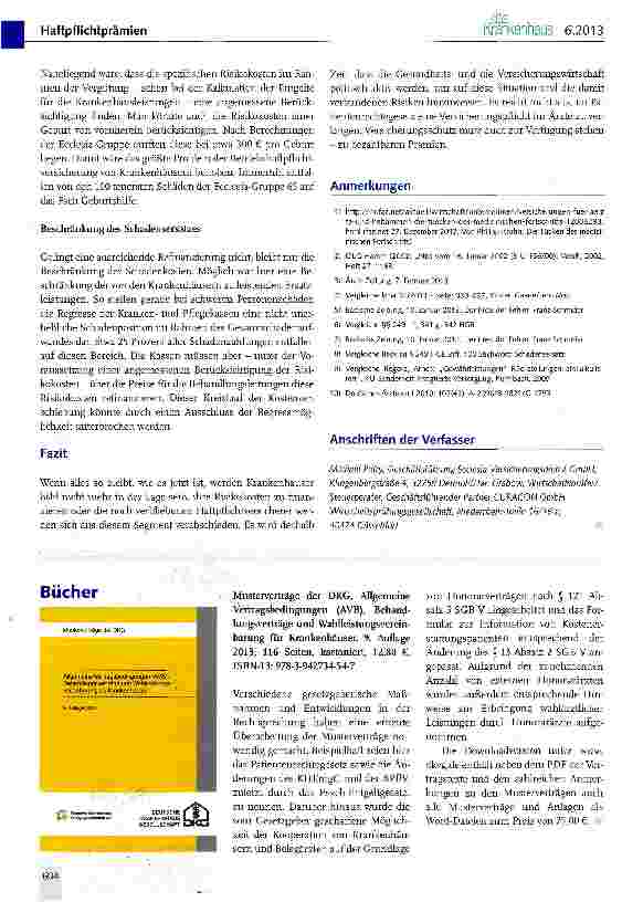 Vorschauseite 4: Haftpflichtversicherung im Krankenhaus - quo vadis?