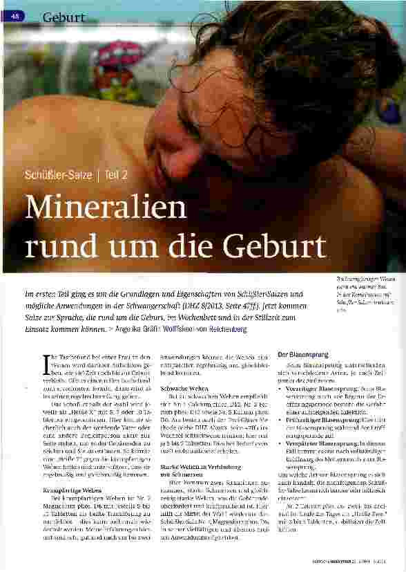 Vorschauseite 1: Schüßler-Salze Teil 2 ineralien rund um die Geburt