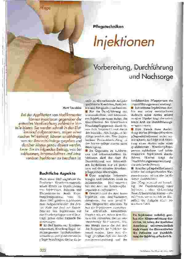 Vorschauseite 1: Injektionen Vorbereitung, Durchführung und Nachsorge