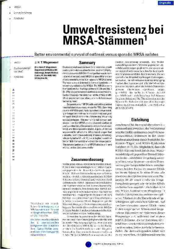 Vorschauseite 1: Umweltresistenz bei MRSA-Stämmen