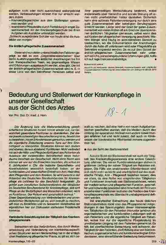 Vorschauseite 1: Bedeutung und Stellenwert der Krankenpflege in unserer Gesellschaft aus der Sicht des Arztes