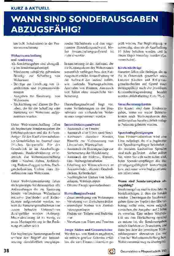 Vorschauseite 2: Die Sonderausgaben