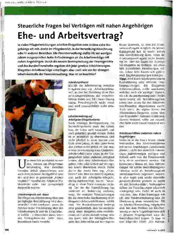 Vorschauseite 1: Eheund Arbeitsvertrag?
