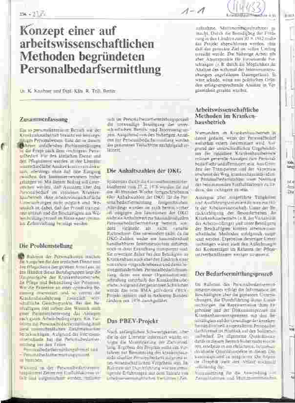 Vorschauseite 1: Konzept einer auf arbeitswissenschaftlichen Methoden begründeten Personalbedarfsermittlung