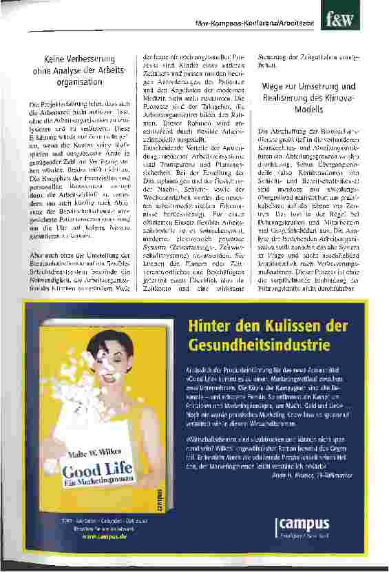 Vorschauseite 6: Anforderungen an zeitgemäße Arbeitszeitmodelle Das LBK-Projekt PANDA und das Ingolstädter Modell