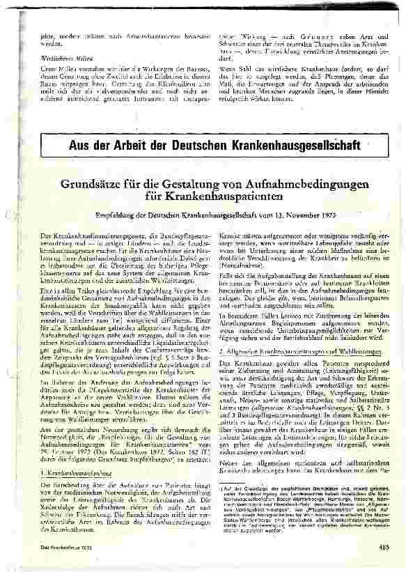 Vorschauseite 1: Grundsätze für die Gestaltung von Aufnahmebedingungen für Krankenhauspatienten
