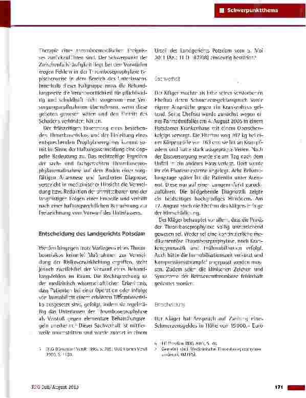 Vorschauseite 2: Thromboseprophylaxe im Spiegel der Rechtswissenschaft