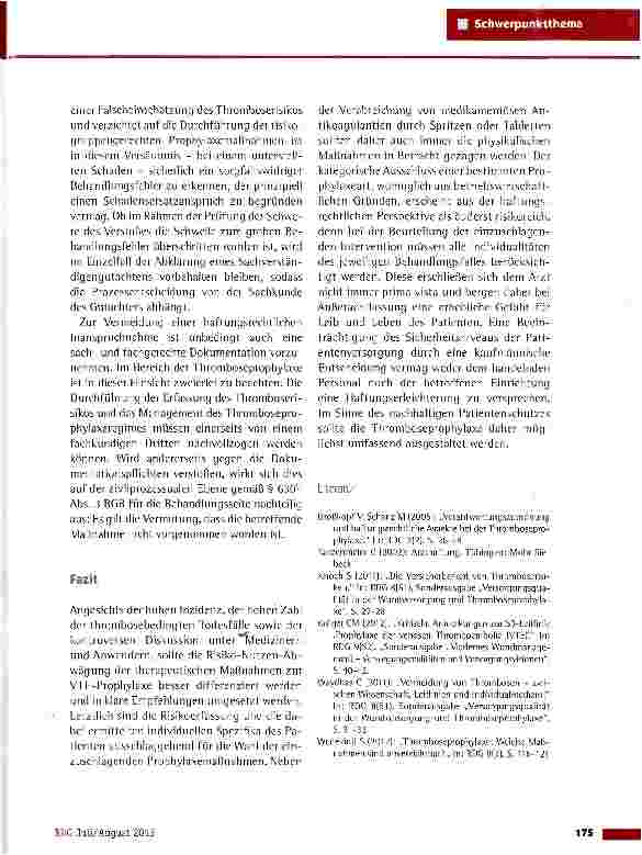 Vorschauseite 6: Thromboseprophylaxe im Spiegel der Rechtswissenschaft