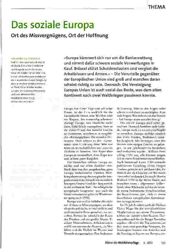 Vorschauseite 1: Das soziale Europa
