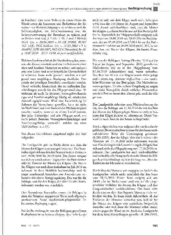Vorschauseite 4: Zum Schmerzensgeldund Schadensersatzanspruch wegen wiederholten SturzereignissenBGB § 280 Abs. 1 i. V. m. dem Heimvertrag, § 823, § 831