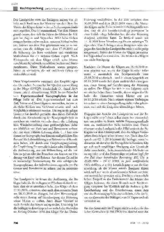 Vorschauseite 5: Zum Schmerzensgeldund Schadensersatzanspruch wegen wiederholten SturzereignissenBGB § 280 Abs. 1 i. V. m. dem Heimvertrag, § 823, § 831