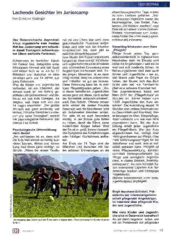 Vorschauseite 1: Lachende Gesichter im Juniorcamp