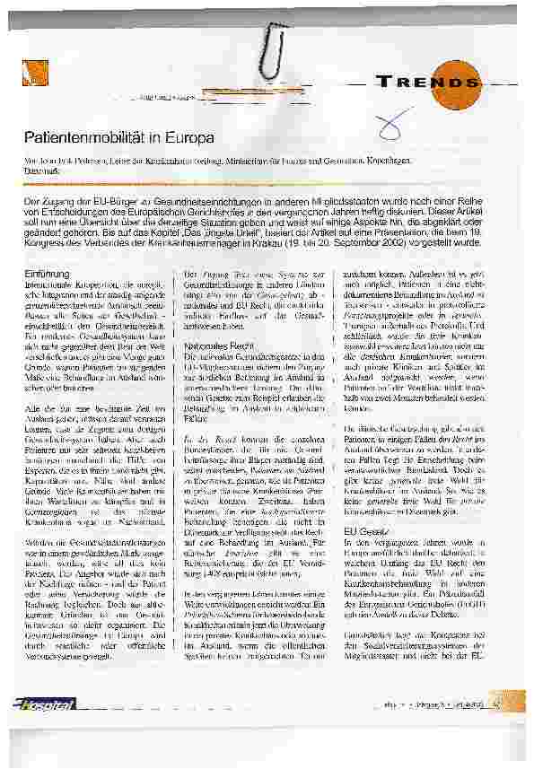 Vorschauseite 1: Patientenmobilität in Europa
