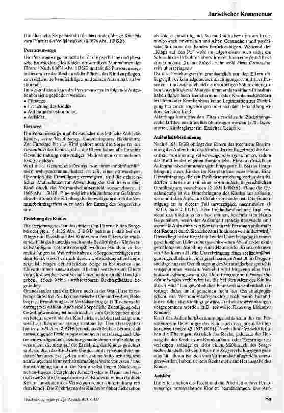Vorschauseite 2: Das Sorgerecht für das minderjährige Kind